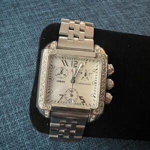 Michele Urban Diamond Watch Stainless MW02H01 Women Band ALL LINKS, need battery